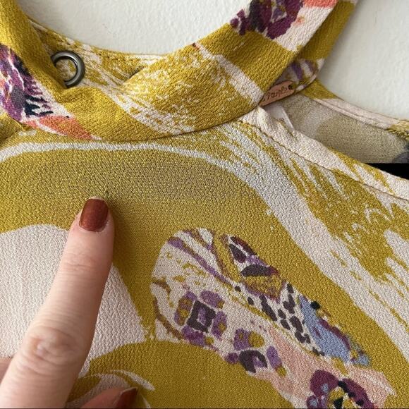 Free People Drift Away Printed Cold Shoulder Tunic Dress in Chartreuse - Picture 7 of 11